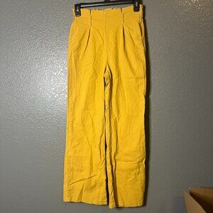 Chocolate Yellow Wide Leg Linen Blend Pants - Size Small
